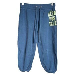 Aeropostale Y2K Capri Sweatpants Women XS Blue Low Rise Raised Logo Loungewear